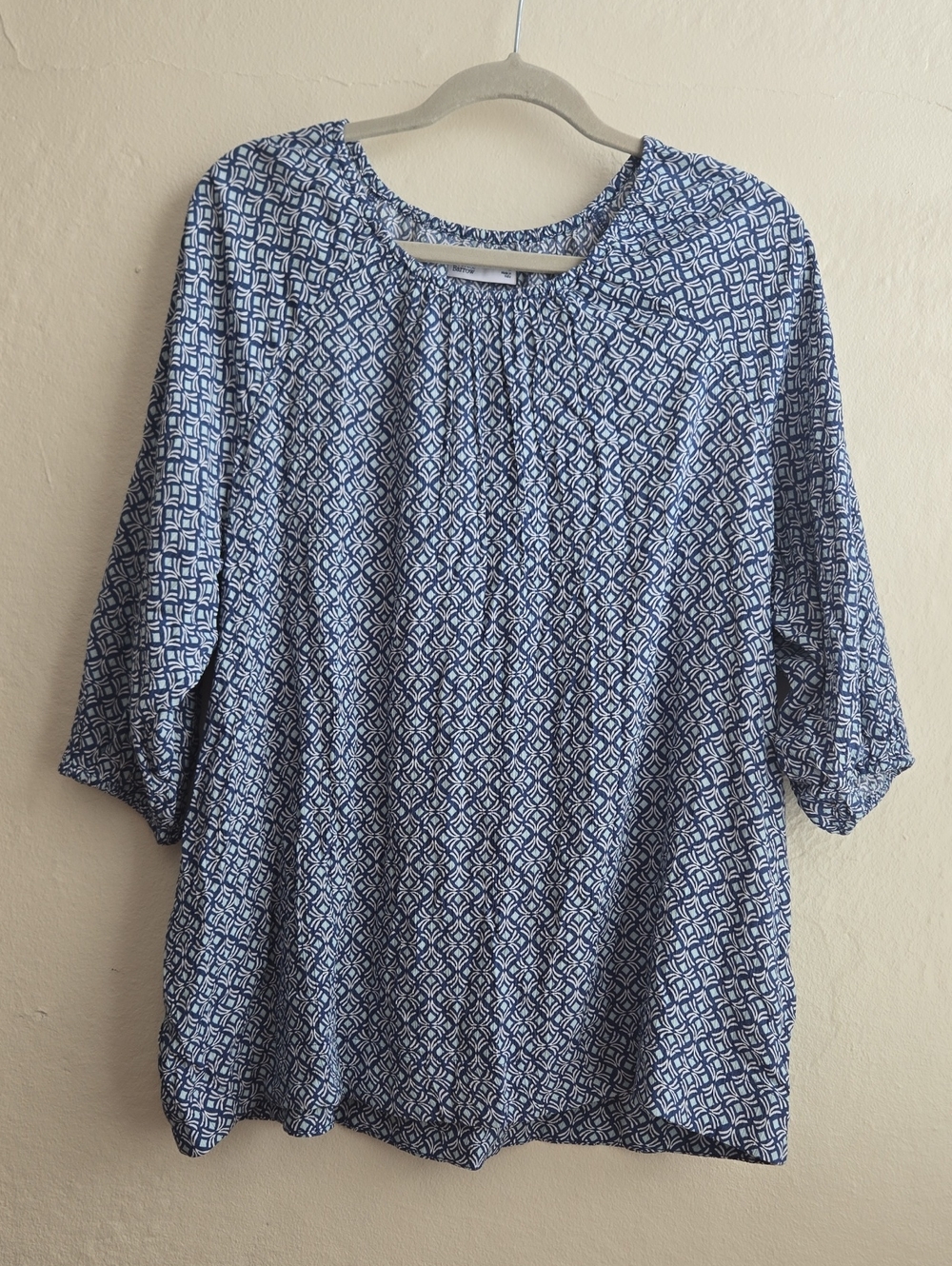 croft & barrow Navy and White Geometric Tunic Top_0055